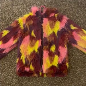 Multicolored fur coat